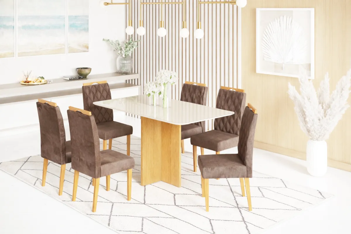 Juego de comedor 6 plazas mesa Robusta sillas diamante Jolie